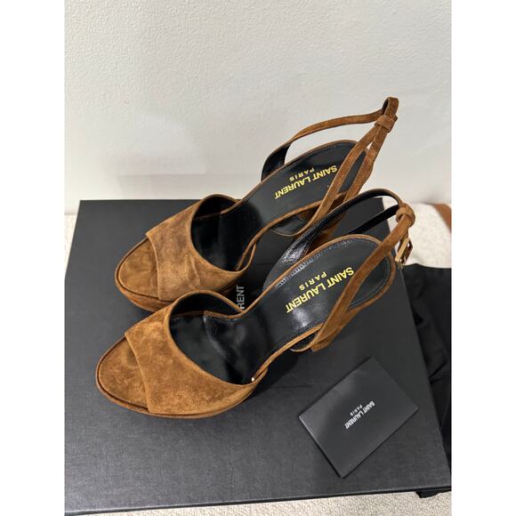 SAINT LAURENT JODIE PLATFORM SANDALS IN SUEDE LAND BNIB 39 - Picture 8 of 11